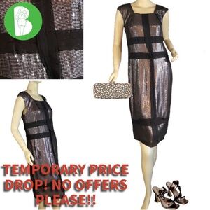 ROBERT RODRIGUEZ BROWN SEQUIN AND SILK CHIFFON TRIM OCCASION DRESS (6)